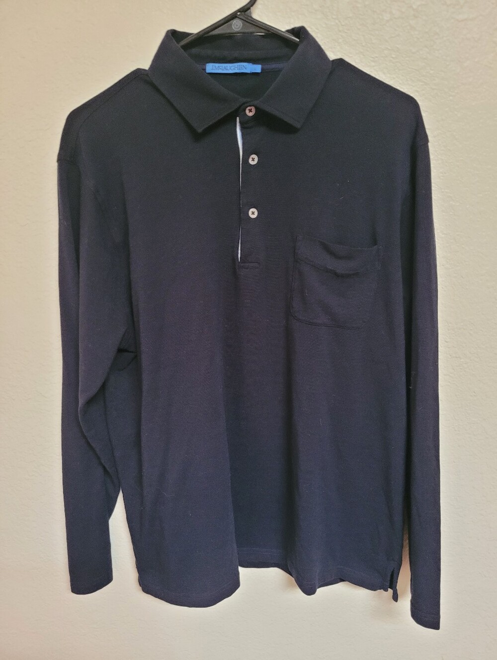 J. McLaughlin Long-Sleeve Polo in Navy